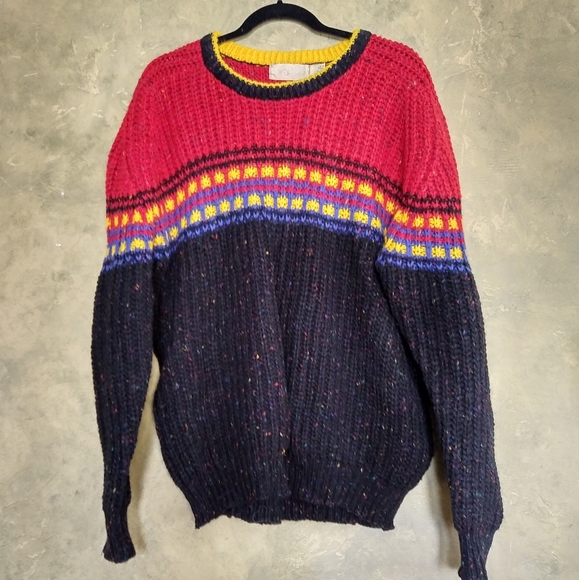 Vintage Other - Vintage 80s Rainbow Speckle Wool Blend Sweater